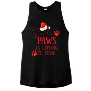 Santa Paws Is Coming To Town Christmas Ladies PosiCharge Tri-Blend Wicking Tank