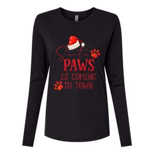 Santa Paws Is Coming To Town Christmas Womens Cotton Relaxed Long Sleeve T-Shirt