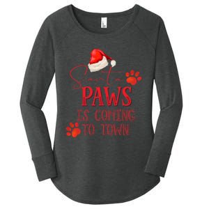 Santa Paws Is Coming To Town Christmas Women's Perfect Tri Tunic Long Sleeve Shirt