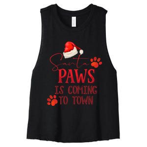 Santa Paws Is Coming To Town Christmas Women's Racerback Cropped Tank