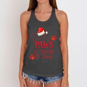 Santa Paws Is Coming To Town Christmas Women's Knotted Racerback Tank