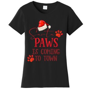 Santa Paws Is Coming To Town Christmas Women's T-Shirt