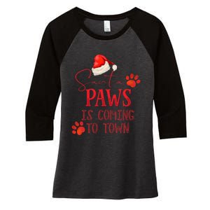 Santa Paws Is Coming To Town Christmas Women's Tri-Blend 3/4-Sleeve Raglan Shirt