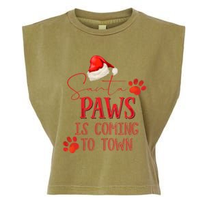 Santa Paws Is Coming To Town Christmas Garment-Dyed Women's Muscle Tee