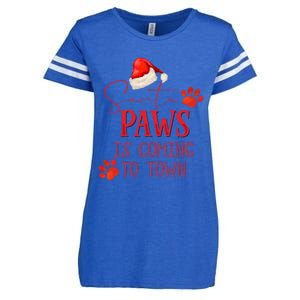 Santa Paws Is Coming To Town Christmas Enza Ladies Jersey Football T-Shirt