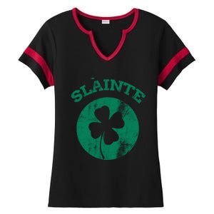 St Patricks Ireland Shamrock Proud Irish Slainte Gift Ladies Halftime Notch Neck Tee