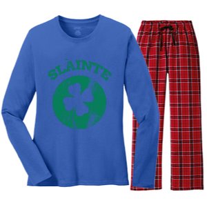 St Patricks Ireland Shamrock Proud Irish Slainte Gift Women's Long Sleeve Flannel Pajama Set 