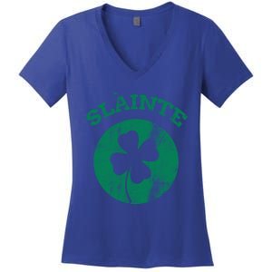 St Patricks Ireland Shamrock Proud Irish Slainte Gift Women's V-Neck T-Shirt