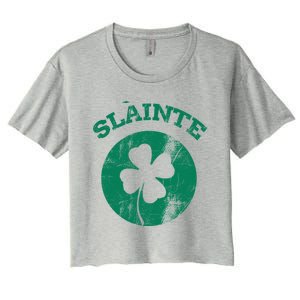 St Patricks Ireland Shamrock Proud Irish Slainte Gift Women's Crop Top Tee