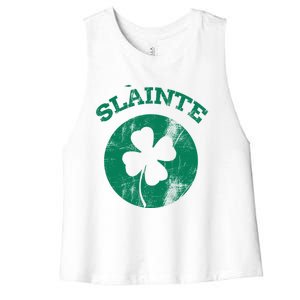 St Patricks Ireland Shamrock Proud Irish Slainte Gift Women's Racerback Cropped Tank