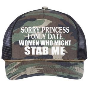 Sorry Princess I Only Date Women Who Might Stab Me Retro Rope Trucker Hat Cap