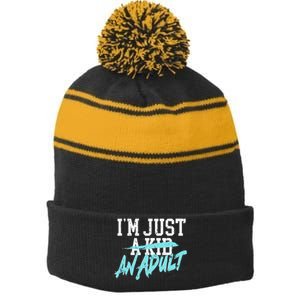 Simple Plan Im Just And Life Is A Nightmare Stripe Pom Pom Beanie