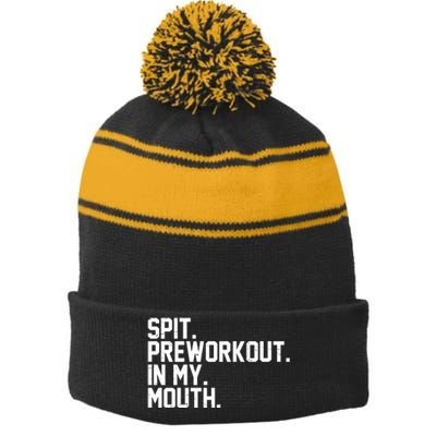 Spit Preworkout In My Mouth Stripe Pom Pom Beanie