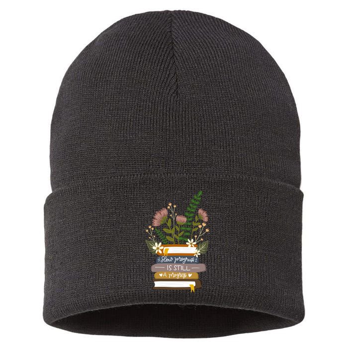 Slow Progress Is Still Progress Book Lover Sustainable Knit Beanie