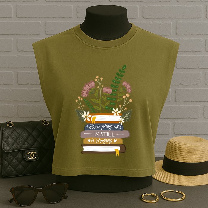 Slow Progress Is Still Progress Book Lover Garment-Dyed Women's Muscle Tee