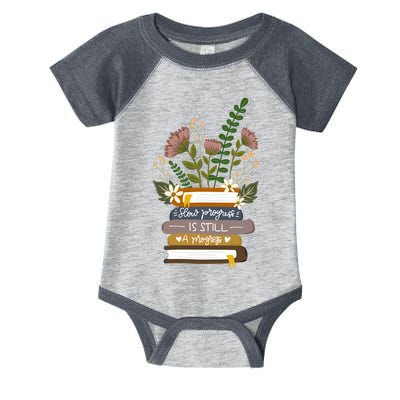 Slow Progress Is Still Progress Book Lover Infant Baby Jersey Bodysuit