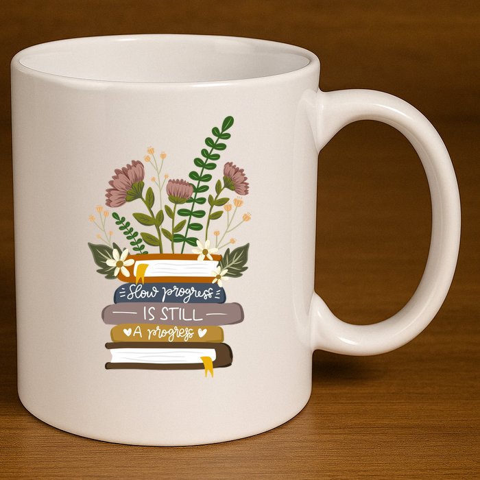 Slow Progress Is Still Progress Book Lover 11oz C Handle Ceramic Mug