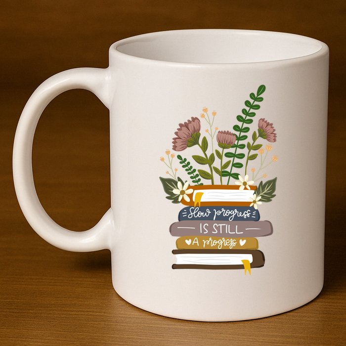 Slow Progress Is Still Progress Book Lover 11oz C Handle Ceramic Mug