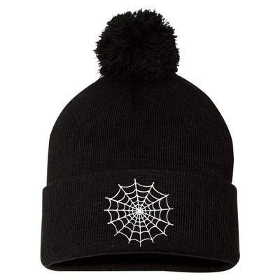 Spider Web Halloween Pom Pom 12in Knit Beanie