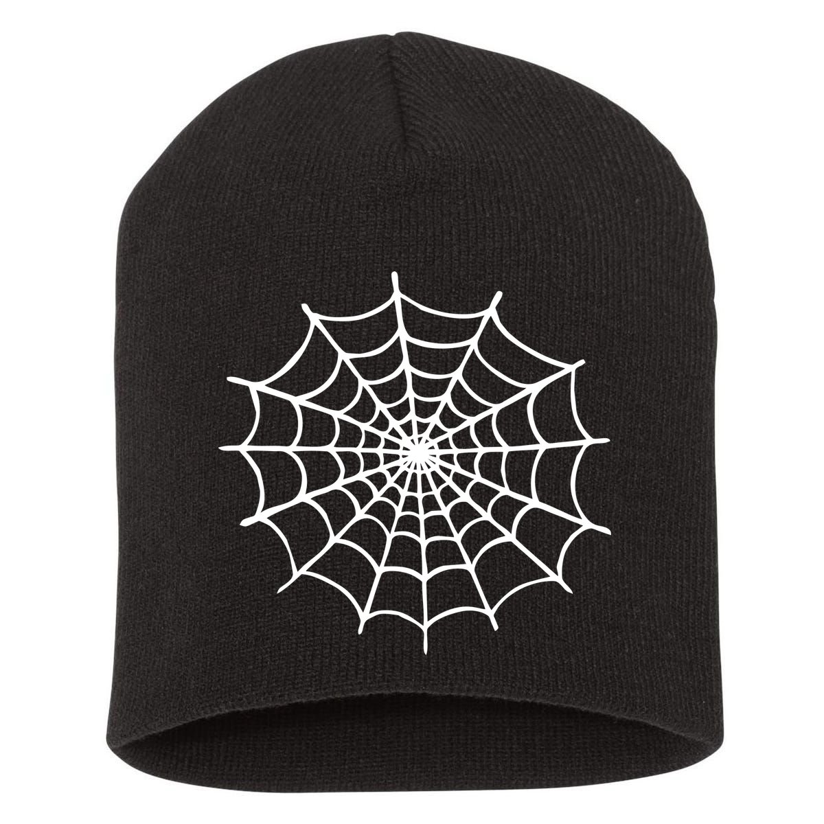 Spider Web Halloween Short Acrylic Beanie