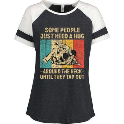 Some People Just Need A Hug Vintage Jiu Jitsu Enza Ladies Jersey Colorblock Tee