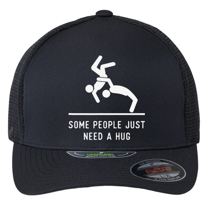 Some People Just Need A Hug Sarcastic Stick Figure Flexfit Unipanel Trucker Cap