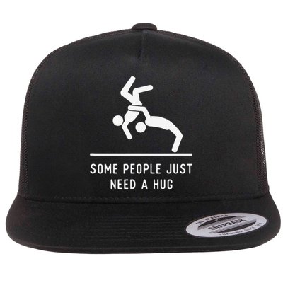 Some People Just Need A Hug Sarcastic Stick Figure Flat Bill Trucker Hat