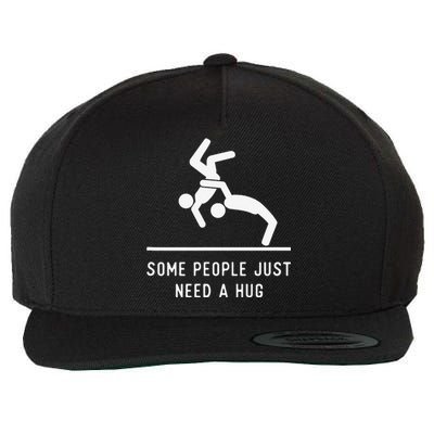 Some People Just Need A Hug Sarcastic Stick Figure Wool Snapback Cap