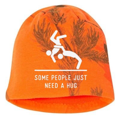 Some People Just Need A Hug Sarcastic Stick Figure Kati - Camo Knit Beanie