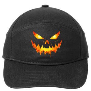 Scary Pumpkin Jack O Lantern Face Halloween 7-Panel Snapback Hat