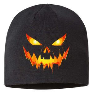 Scary Pumpkin Jack O Lantern Face Halloween Sustainable Beanie