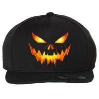 Scary Pumpkin Jack O Lantern Face Halloween Wool Snapback Cap