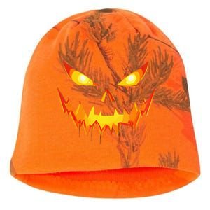 Scary Pumpkin Jack O Lantern Face Halloween Kati - Camo Knit Beanie