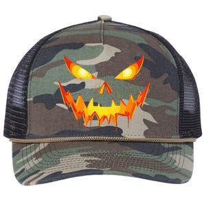 Scary Pumpkin Jack O Lantern Face Halloween Retro Rope Trucker Hat Cap