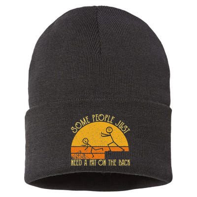 Some People Just Need A Pat On The Back Sarcastic Vintage Sustainable Knit Beanie