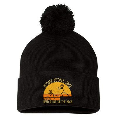 Some People Just Need A Pat On The Back Sarcastic Vintage Pom Pom 12in Knit Beanie