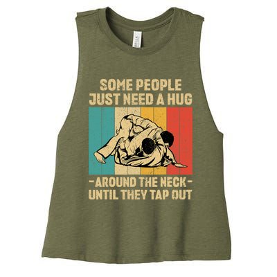 Some People Just Need A Hug Vintage BJJ Brazilian Jiu Jitsu Women's Racerback Cropped Tank