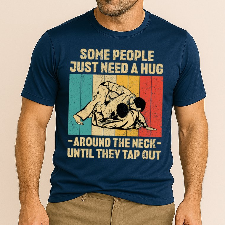 Some People Just Need A Hug Vintage BJJ Brazilian Jiu Jitsu Cooling Performance Crew T-Shirt