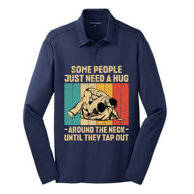 Some People Just Need A Hug Vintage BJJ Brazilian Jiu Jitsu Silk Touch Performance Long Sleeve Polo