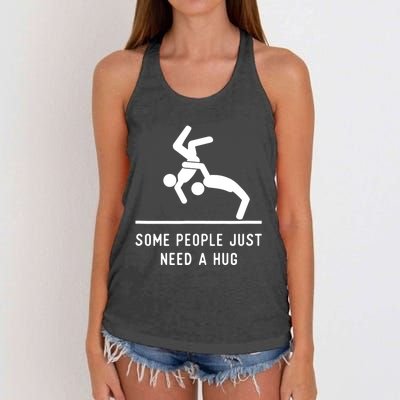 Some People Just Need A Hug Funny Sarcastic Stick Figure Women's Knotted Racerback Tank