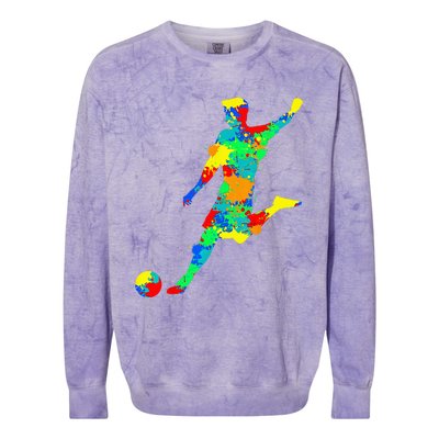 Soccer Player Kids Men Colorblast Crewneck Sweatshirt