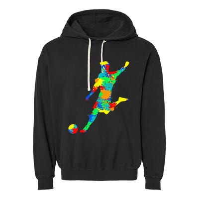 Soccer Player Kids Men Garment-Dyed Fleece Hoodie