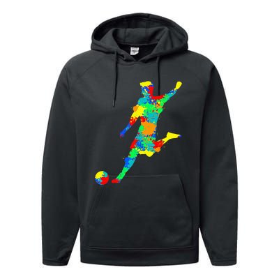 Soccer Player Kids Men Performance Fleece Hoodie