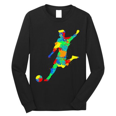 Soccer Player Kids Men Long Sleeve Shirt