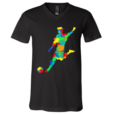 Soccer Player Kids Men V-Neck T-Shirt