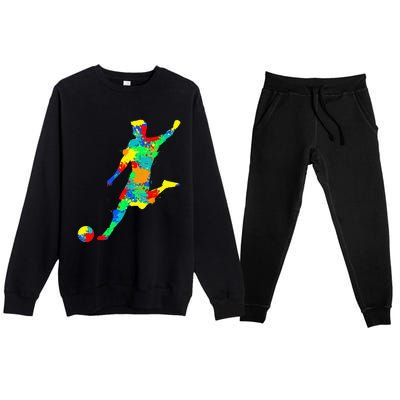 Soccer Player Kids Men Premium Crewneck Sweatsuit Set