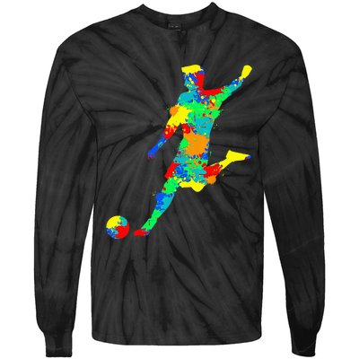 Soccer Player Kids Men Tie-Dye Long Sleeve Shirt