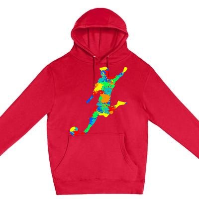 Soccer Player Kids Men Premium Pullover Hoodie