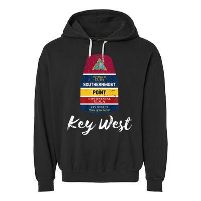Southernmost Point Key West Florida Keys Souvenir Garment-Dyed Fleece Hoodie