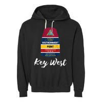 Southernmost Point Key West Florida Keys Souvenir Garment-Dyed Fleece Hoodie
